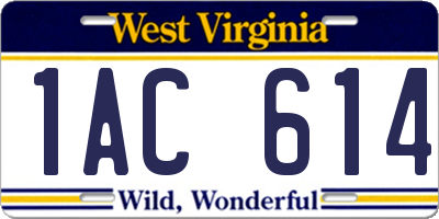 WV license plate 1AC614