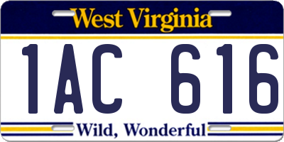 WV license plate 1AC616