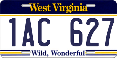 WV license plate 1AC627