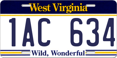 WV license plate 1AC634