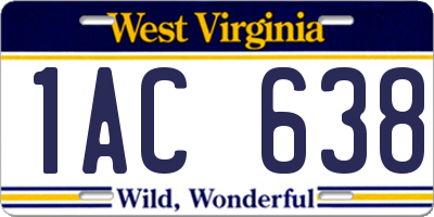 WV license plate 1AC638