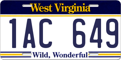 WV license plate 1AC649