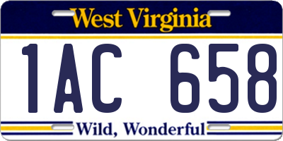 WV license plate 1AC658