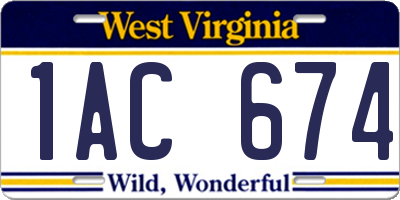 WV license plate 1AC674