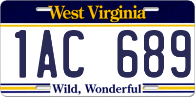 WV license plate 1AC689