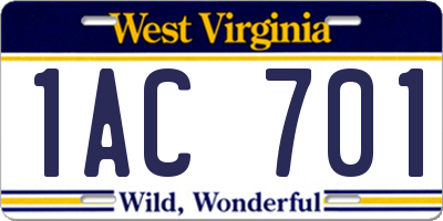 WV license plate 1AC701