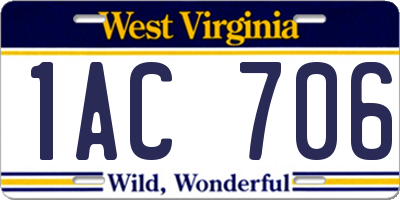 WV license plate 1AC706