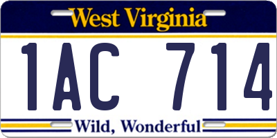 WV license plate 1AC714