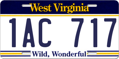 WV license plate 1AC717