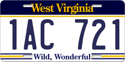 WV license plate 1AC721