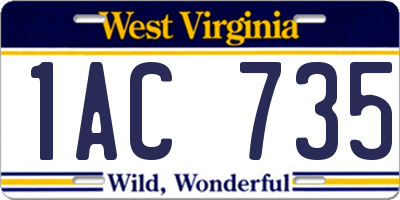 WV license plate 1AC735