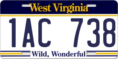 WV license plate 1AC738
