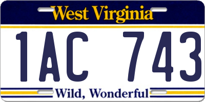 WV license plate 1AC743