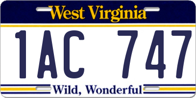 WV license plate 1AC747