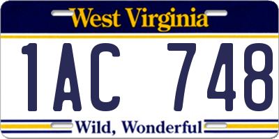 WV license plate 1AC748