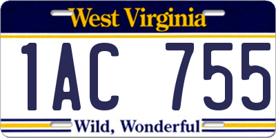 WV license plate 1AC755