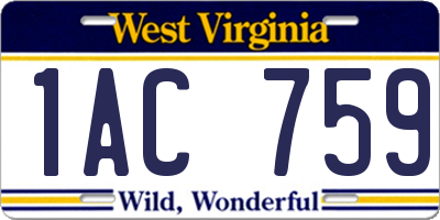 WV license plate 1AC759