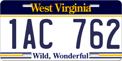 WV license plate 1AC762