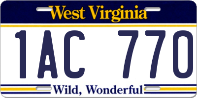 WV license plate 1AC770