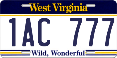 WV license plate 1AC777