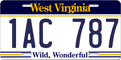 WV license plate 1AC787