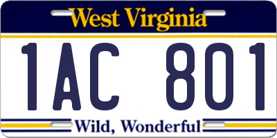 WV license plate 1AC801