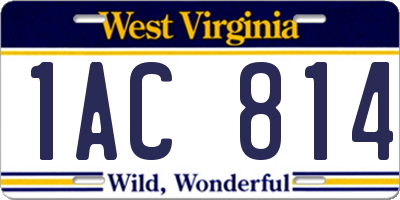 WV license plate 1AC814