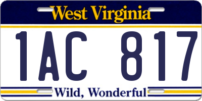 WV license plate 1AC817