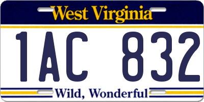 WV license plate 1AC832