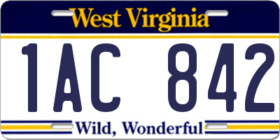 WV license plate 1AC842