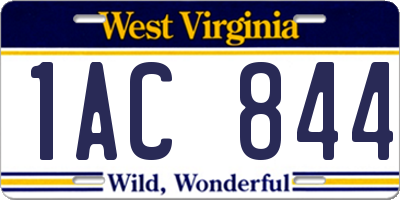 WV license plate 1AC844