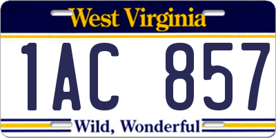 WV license plate 1AC857