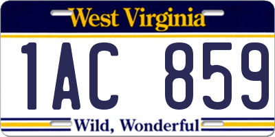 WV license plate 1AC859