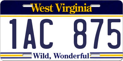 WV license plate 1AC875
