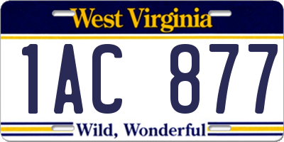 WV license plate 1AC877