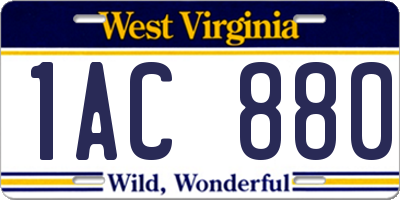 WV license plate 1AC880