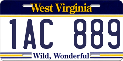 WV license plate 1AC889