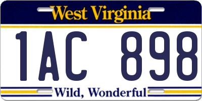 WV license plate 1AC898