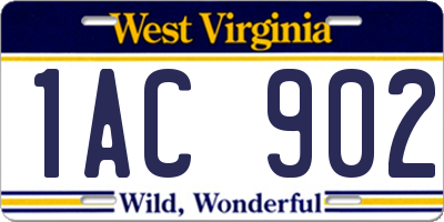 WV license plate 1AC902