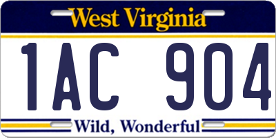 WV license plate 1AC904