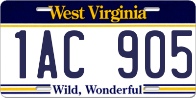 WV license plate 1AC905