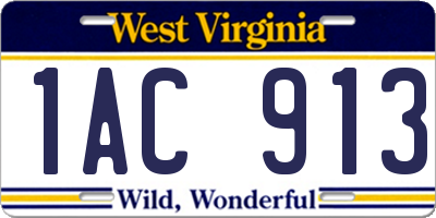 WV license plate 1AC913