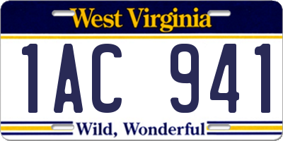 WV license plate 1AC941