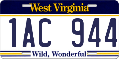 WV license plate 1AC944