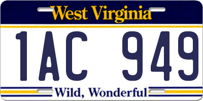 WV license plate 1AC949