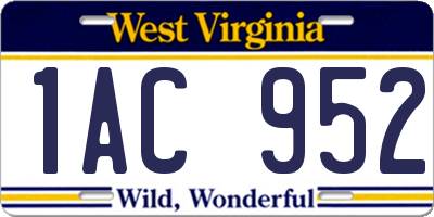 WV license plate 1AC952