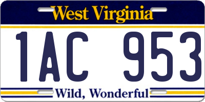 WV license plate 1AC953