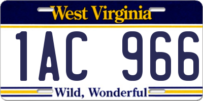 WV license plate 1AC966
