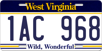 WV license plate 1AC968