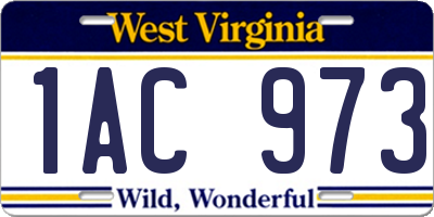 WV license plate 1AC973